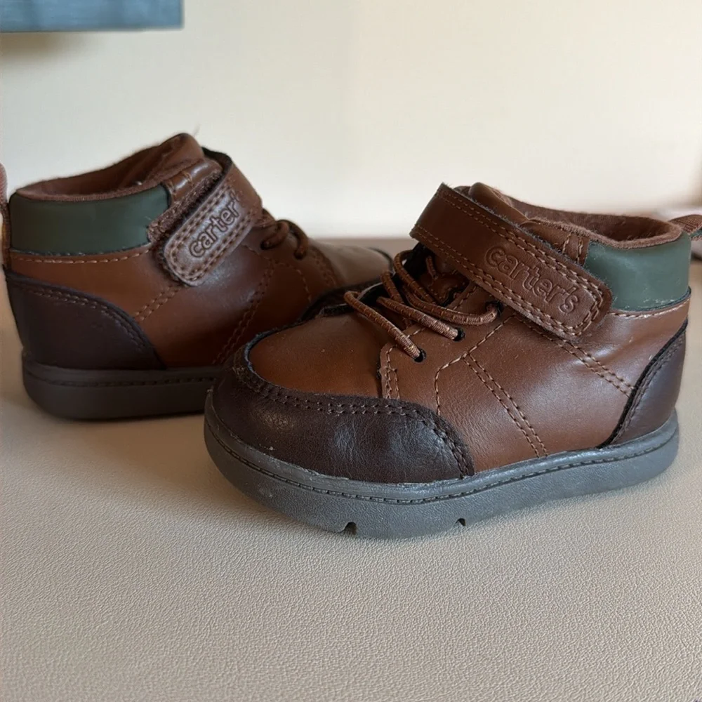 Carter's Luca Brown & Green Toddler Ankle Boots - Kids Shoes
